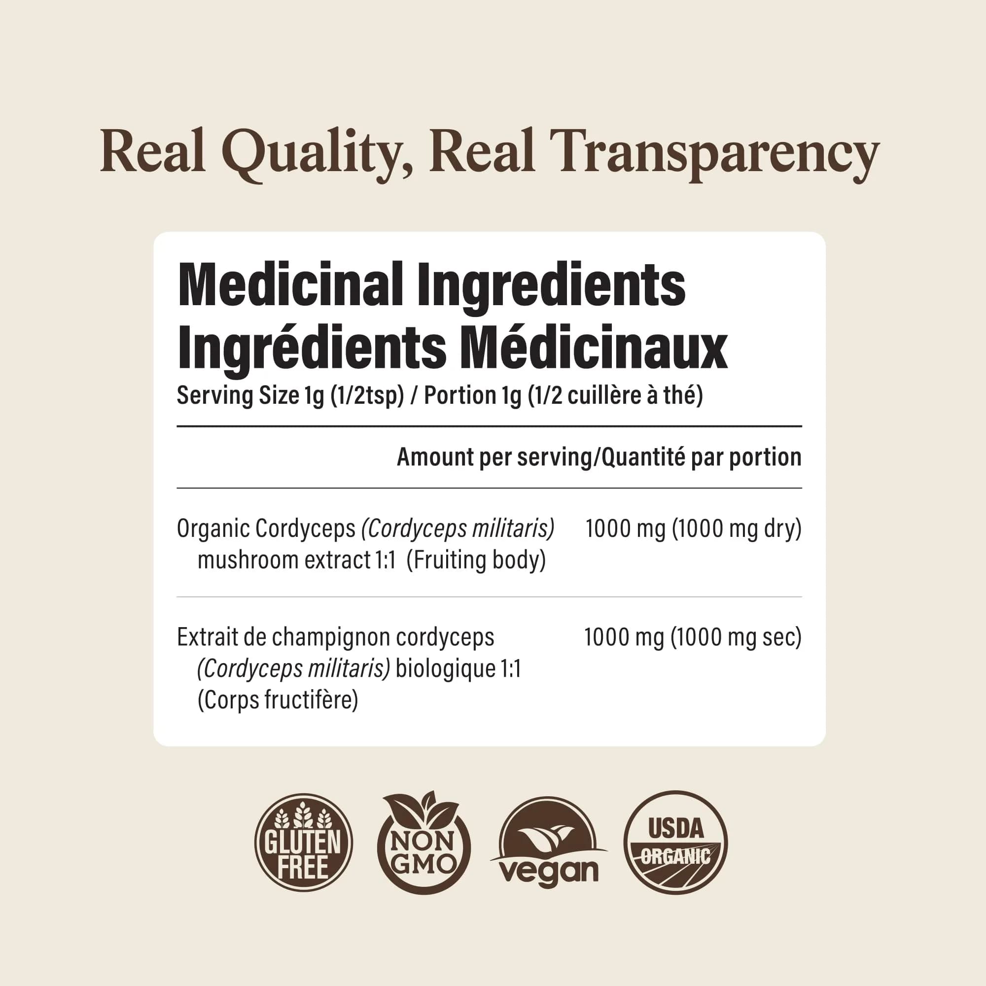 Real Mushrooms Cordyceps Mushroom Powder 150 Servings (5.29 oz / 150 g) | Organic Cordyceps Extract with 8% Beta-Glucans - view 8