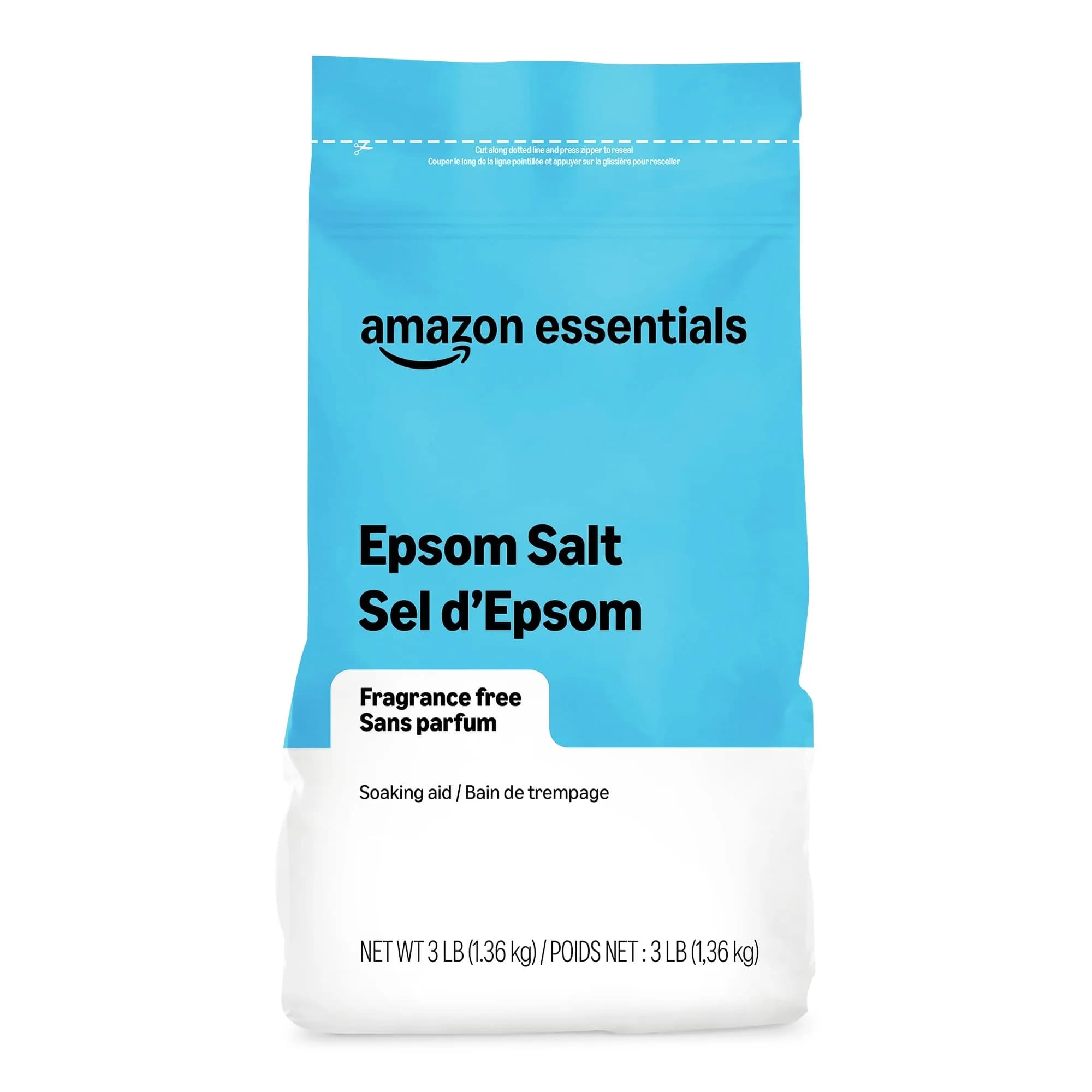 Amazon Essentials Epsom Salt Soak 3 lb (1.36 kg) | Pure Magnesium Sulfate USP for Muscle Relaxation
