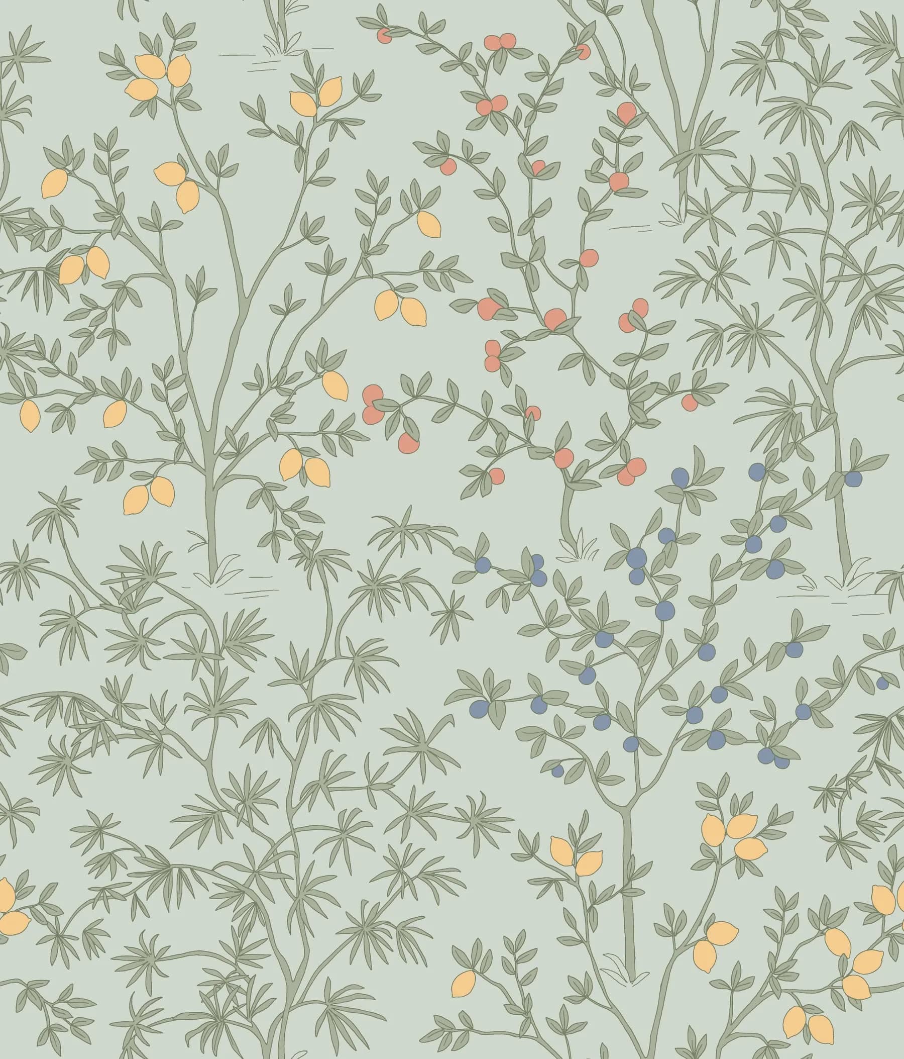 Erin & Ben Co. Vintage Duck Egg Lemon Grove Premium Peel and Stick Wallpaper, 20.5 in x 20 ft | Vintage Botanical Design