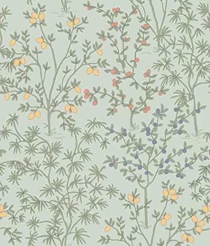 Erin & Ben Co. Vintage Duck Egg Lemon Grove Premium Peel and Stick Wallpaper, 20.5 in x 20 ft | Vintage Botanical Design thumbnail 1