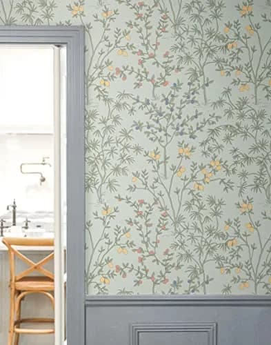 Erin & Ben Co. Vintage Duck Egg Lemon Grove Premium Peel and Stick Wallpaper, 20.5 in x 20 ft | Vintage Botanical Design thumbnail 2