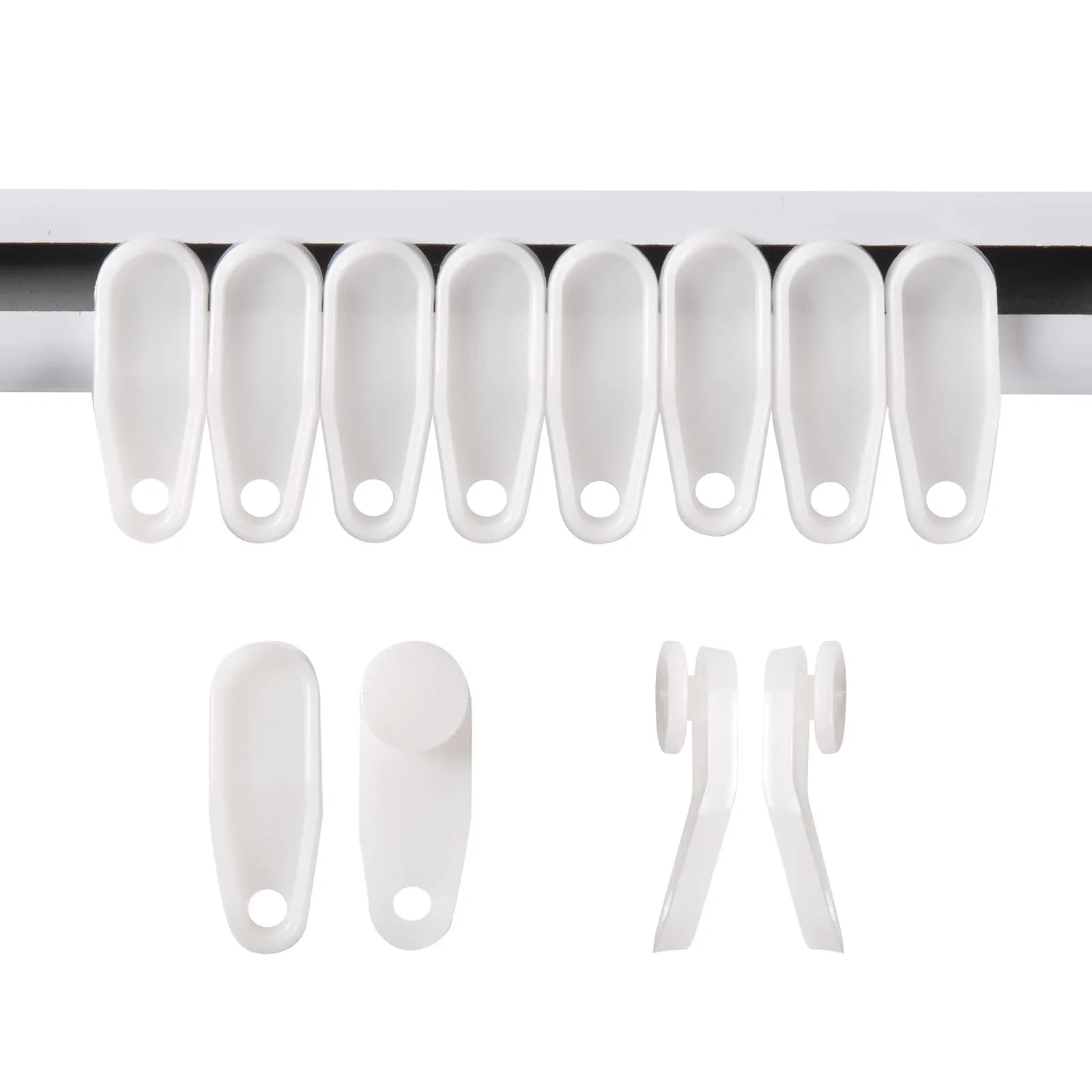 Kilymezh White Curtain Slider Hooks 100 Pack | 1.3 inch (3.3 cm) Plastic Track Gliders for Curtains - main product image