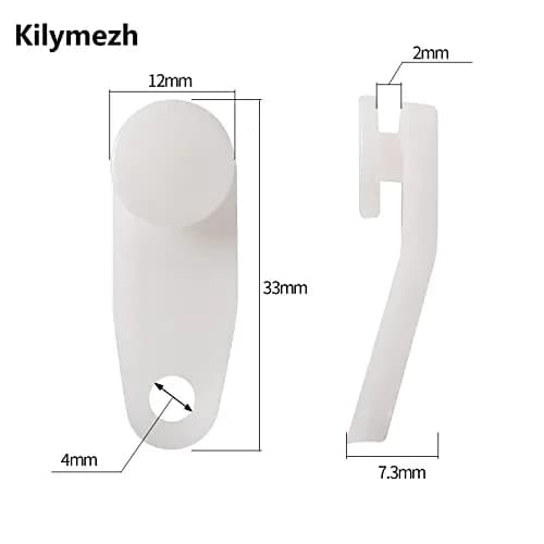 Kilymezh White Curtain Slider Hooks 100 Pack | 1.3 inch (3.3 cm) Plastic Track Gliders for Curtains thumbnail 2
