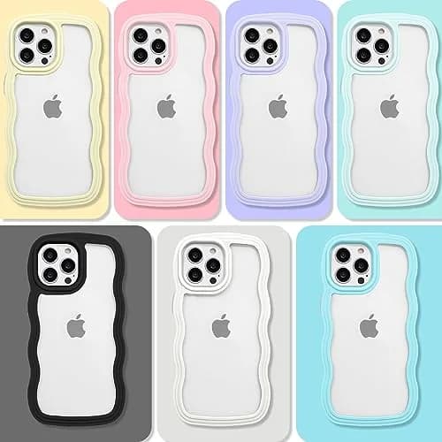 Anuck iPhone 13 Pro Max Case Wavy Edge Clear Back Design | Shockproof Soft TPU & Hard Bumper, Dark Blue thumbnail 5