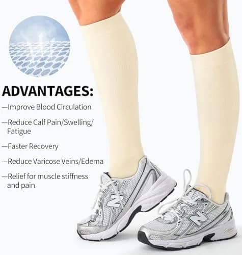 BLUEENJOY Compression Socks for Women & Men | Support for Running, Recovery & Flight (3 Pairs, Unisex, Large-X-Large) thumbnail 6