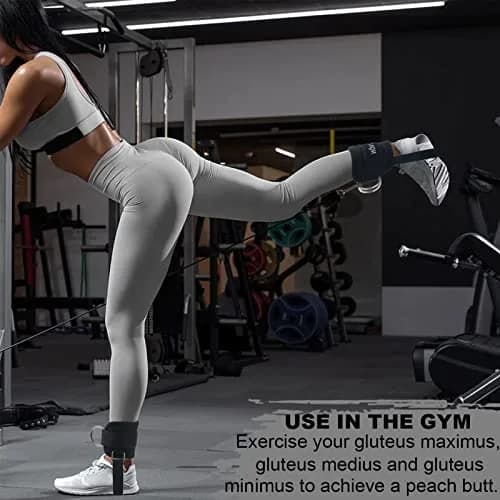 LAVVON Padded Ankle Straps for Cable Machines - Glute Workout Cuffs (2-Pack, Black) | Upgrade Stability for Lower Body Workouts thumbnail 5