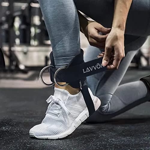 LAVVON Padded Ankle Straps for Cable Machines - Glute Workout Cuffs (2-Pack, Black) | Upgrade Stability for Lower Body Workouts thumbnail 6