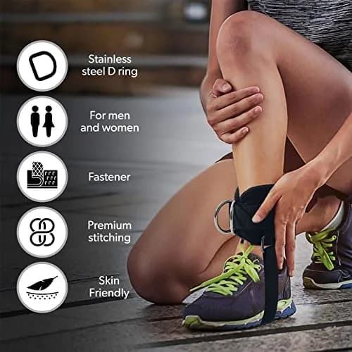 LAVVON Padded Ankle Straps for Cable Machines - Glute Workout Cuffs (2-Pack, Black) | Upgrade Stability for Lower Body Workouts thumbnail 2