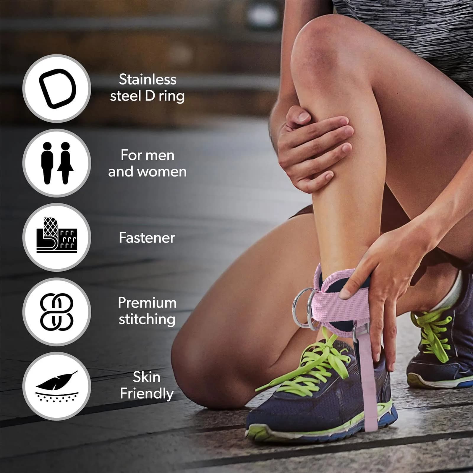 LAVVON Padded Ankle Straps for Cable Machines - Glute Kickback Workout Cuffs (Pink, 1 Pair) - view 2