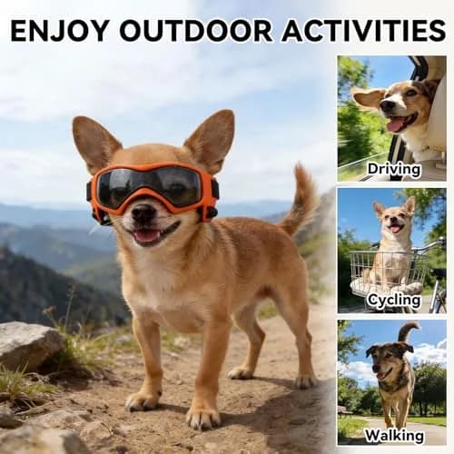 PETLESO Dog Goggles Small Breed, UV Protection, Adjustable Straps, Orange S thumbnail 6
