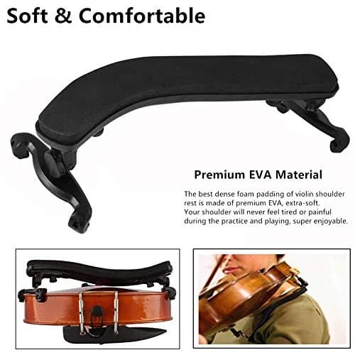 SUEWIO Adjustable Violin Shoulder Rest for 1/2 Size, Kids & Beginners with Foam Pad & Height Adjustable Feet | Ergonomic Support thumbnail 3