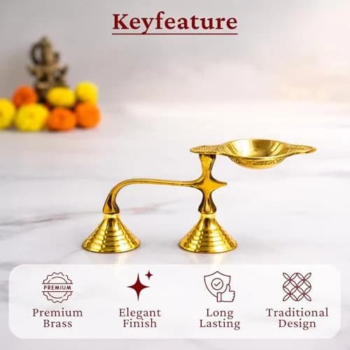 Spillbox Brass Karpoor Diya | Traditional Hindu Oil Lamp for Pooja & Decor thumbnail 5
