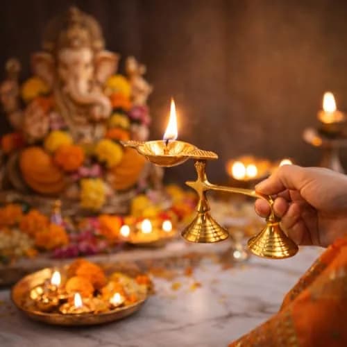 Spillbox Brass Karpoor Diya | Traditional Hindu Oil Lamp for Pooja & Decor thumbnail 6