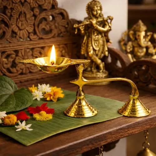 Spillbox Brass Karpoor Diya | Traditional Hindu Oil Lamp for Pooja & Decor thumbnail 2