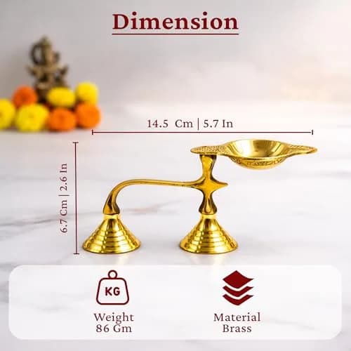 Spillbox Brass Karpoor Diya | Traditional Hindu Oil Lamp for Pooja & Decor thumbnail 3