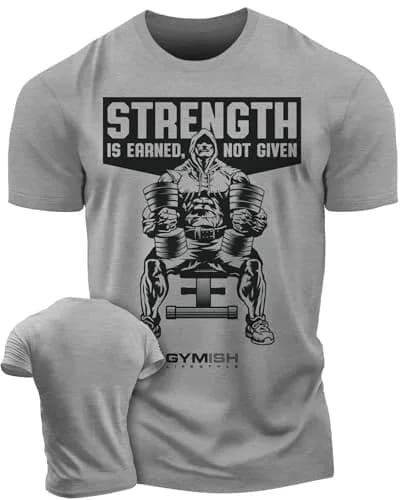 Gymish Lifestyle Strength Is Earned Not Given T-Shirt for Men | Motivational Gym Wear, Cotton-Poly Blend, Regular Fit, Sizes S-3X thumbnail 1