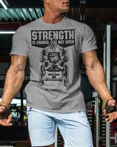 Gymish Lifestyle Strength Is Earned Not Given T-Shirt for Men | Motivational Gym Wear, Cotton-Poly Blend, Regular Fit, Sizes S-3X thumbnail 4
