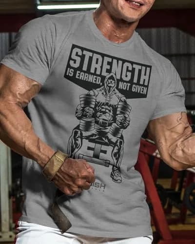 Gymish Lifestyle Strength Is Earned Not Given T-Shirt for Men | Motivational Gym Wear, Cotton-Poly Blend, Regular Fit, Sizes S-3X thumbnail 3