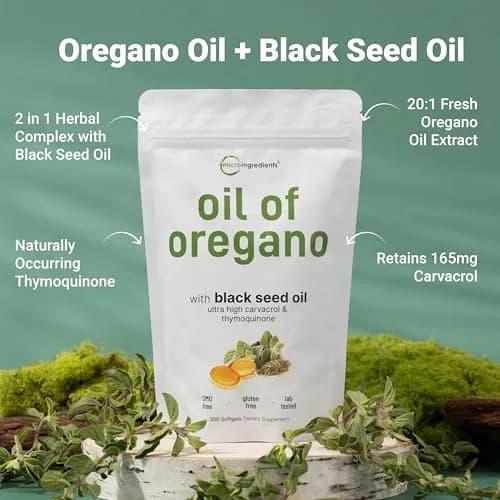 Micro Ingredients Oil of Oregano with Black Seed Oil Softgels 300 Count (150 Servings) | Potent 2-in-1 Complex with 4X Carvacrol thumbnail 2