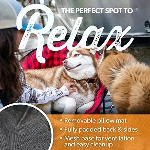 Kuma Outdoor Gear Lazy Bear Dog Bed with Carry Bag | Portable Luxury Outdoor Dog Bed for Camping & Glamping (Red/Black) thumbnail 3