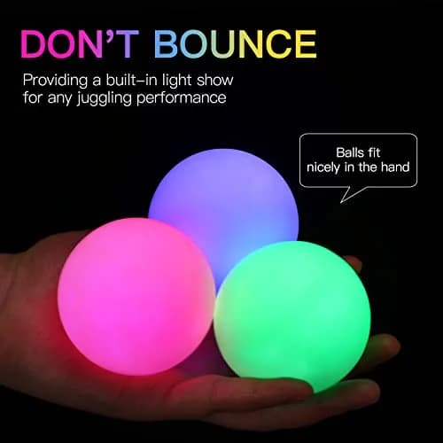 POITOI Juggling Balls Light Up Glow in The Dark LED Set 105g | 11 Color Modes, USB Rechargeable thumbnail 3