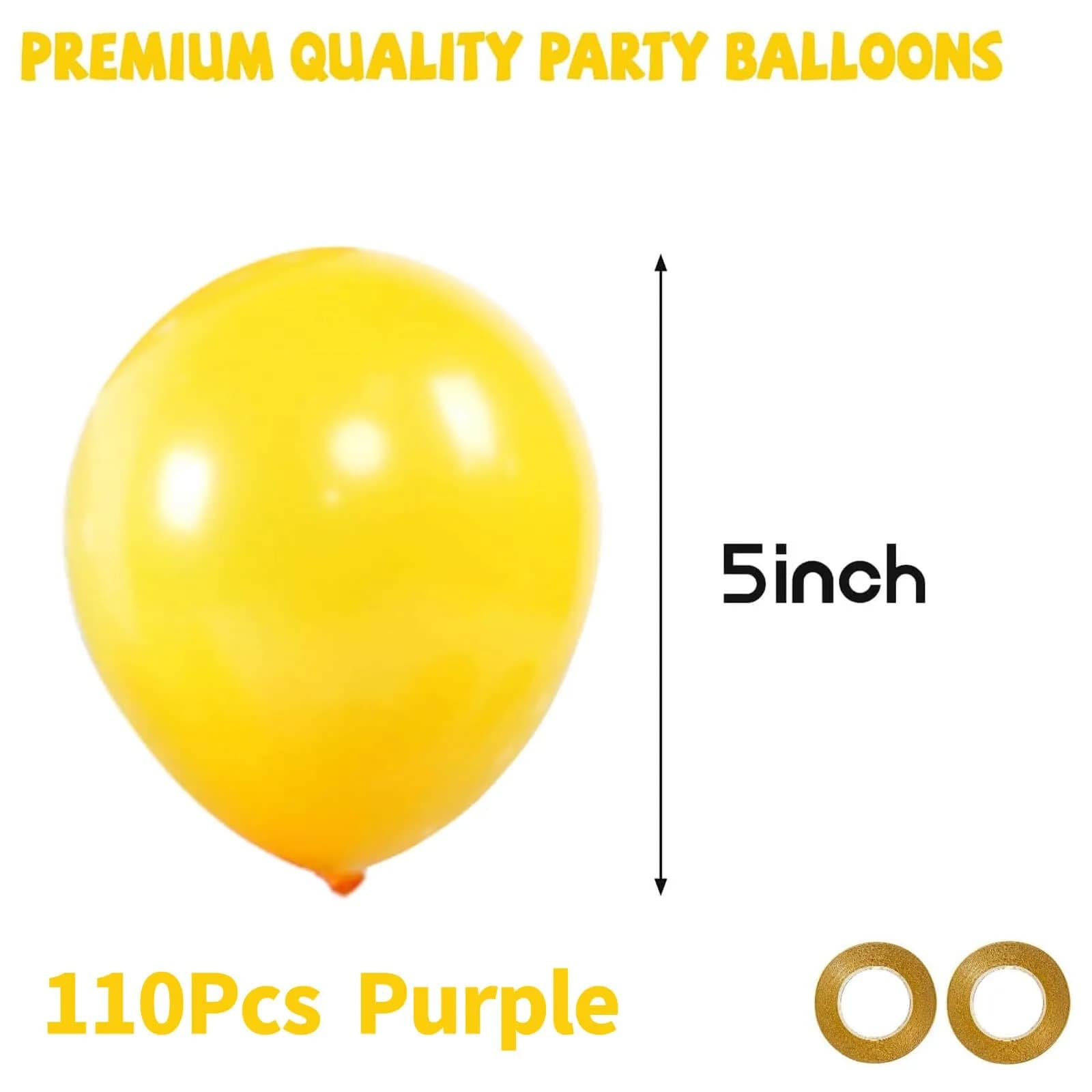 KUULBELA 110Pcs 5-Inch Small Yellow Latex Party Balloons for Decorations - view 2