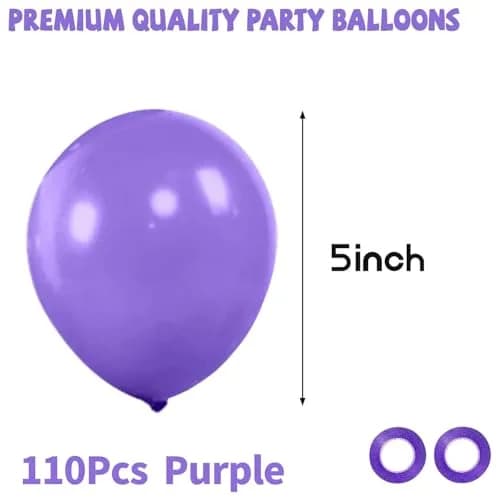 KUULBELA Purple Balloons 110Pcs, 5 Inch Small Latex Party Balloons | Assorted Colors Balloon thumbnail 2