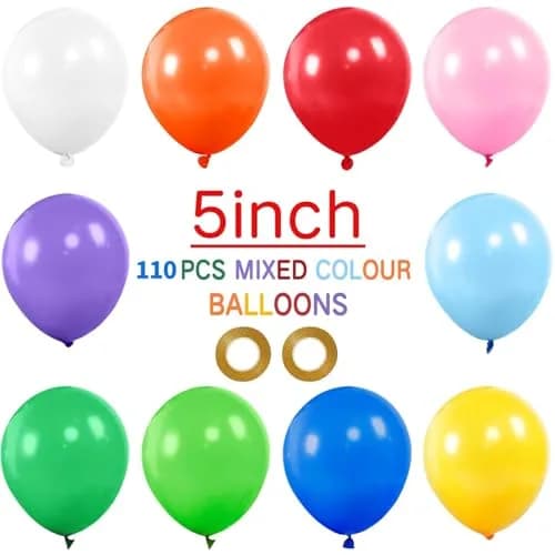 KUULBELA 5 Inch Latex Balloons Assorted Colors, 110 Pcs | 12.7 cm (5 Inch) Balloons for Parties thumbnail 2