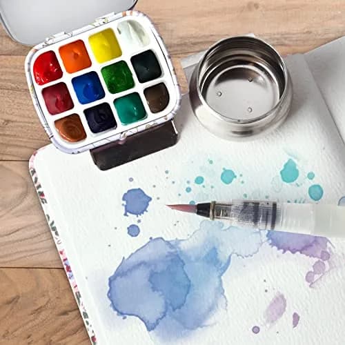 Qianshan Portable Travel Watercolor Palette, 12-Well Mini Metal Tin Box | Compact Artist Set for On-the-Go Painting thumbnail 6
