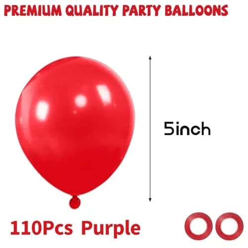 KUULBELA Red Balloons 110Pcs 5 Inch Small Latex Party Balloons | Birthday, Baby Shower, Wedding Decorations thumbnail 2