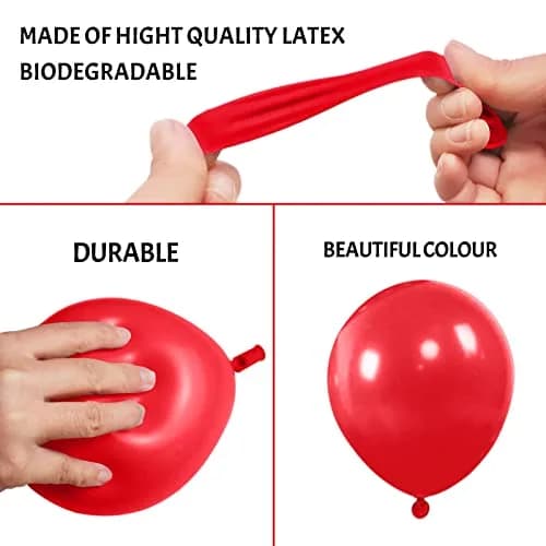 KUULBELA Red Balloons 110Pcs 5 Inch Small Latex Party Balloons | Birthday, Baby Shower, Wedding Decorations thumbnail 3