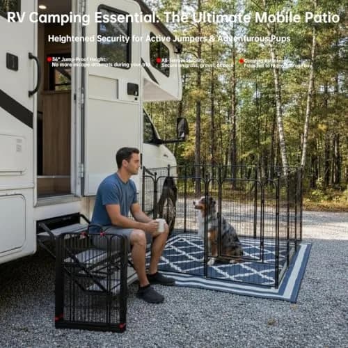 IGOOUO Portable Dog Fence Outdoor 36'' High | Rustproof & Sturdy Stakes for Medium & Large Dogs thumbnail 2