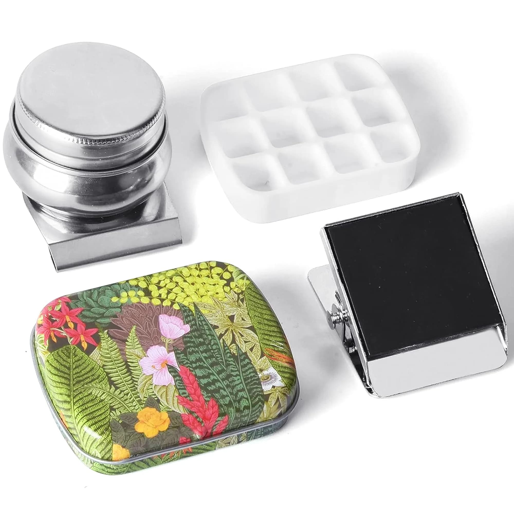 Qianshan Portable Travel Watercolor Palette, Mini Metal Tin Box, 12-Well | Compact Artist Set for On-the-Go Painting — Outdoor Painting Set-selva