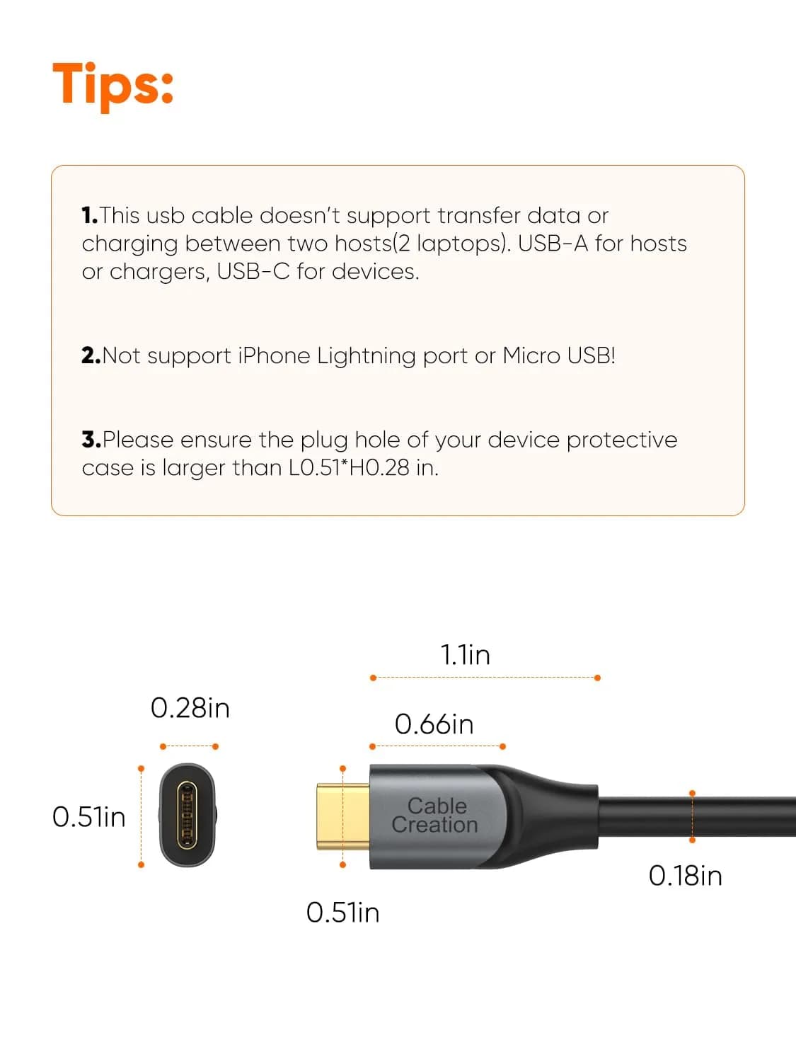 CableCreation 1.6FT (0.5m) Black USB A to USB C Cable - 10Gbps Data & 60W Charging - view 2