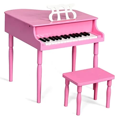 HONEY JOY Classical Kids Piano 30-Key Mini Grand Pink | Wooden Musical Toy for Ages 3+ thumbnail 1