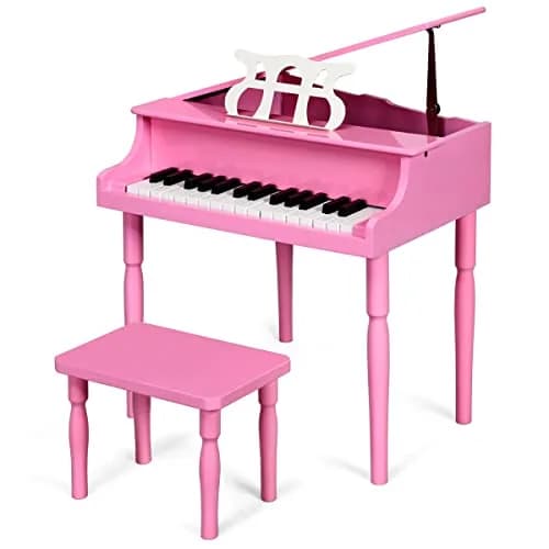 HONEY JOY Classical Kids Piano 30-Key Mini Grand Pink | Wooden Musical Toy for Ages 3+ thumbnail 9