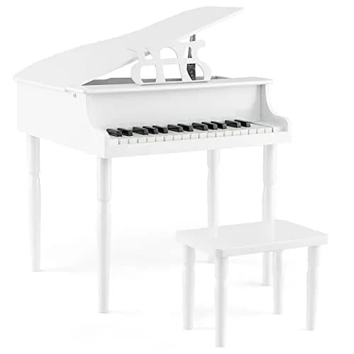 HONEY JOY Classical Kids Piano 30-Key Mini Grand Piano with Music Stand & Bench, Wooden Musical Instrument Toy for Ages 3+ thumbnail 1