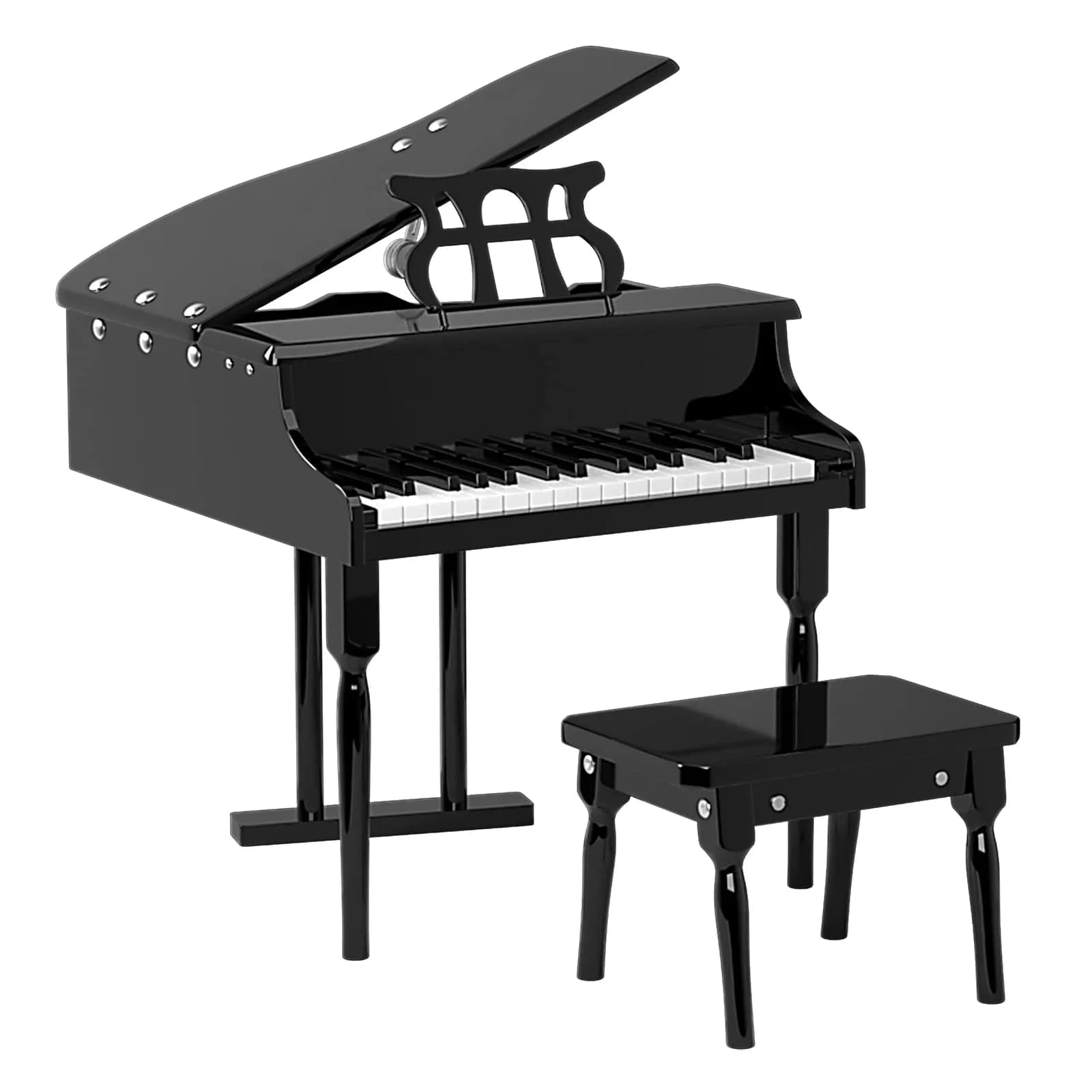 HONEY JOY Classical Kids Piano 30-Key Mini Grand Piano Black | Wooden Musical Instrument Toy for Ages 3+ thumbnail 1