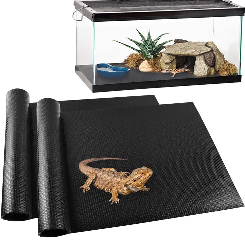 TCYPUHL Reptile Carpet 18"×79" | Safe, Reusable & Easy to Clean for Reptile Tanks — Black 18"×79"