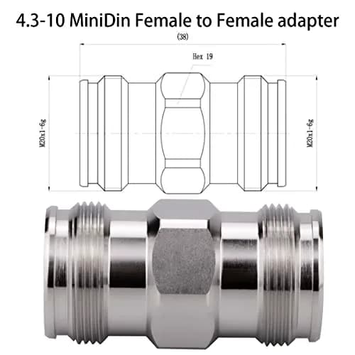 Whisary 4.3/10 MiniDin Female to Female Adapter 50 Ohm (1 Piece) | Low PIM RF Connector thumbnail 4