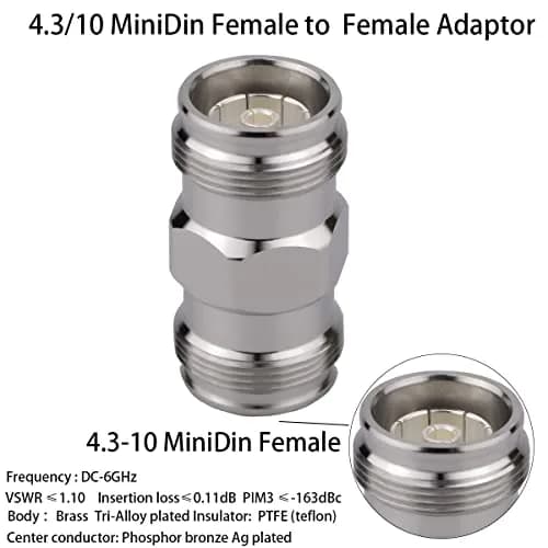 Whisary 4.3/10 MiniDin Female to Female Adapter 50 Ohm (1 Piece) | Low PIM RF Connector thumbnail 2
