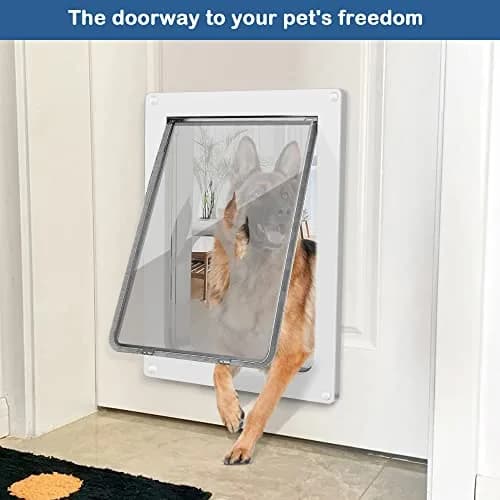 CEESC Large Dog Door, 11.75"x16.5" Flap, Up to 80 lbs, Weatherproof, Durable, White thumbnail 5