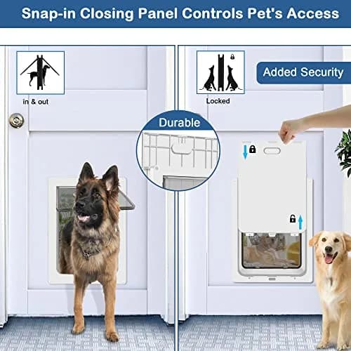 CEESC Large Dog Door, 11.75"x16.5" Flap, Up to 80 lbs, Weatherproof, Durable, White thumbnail 6