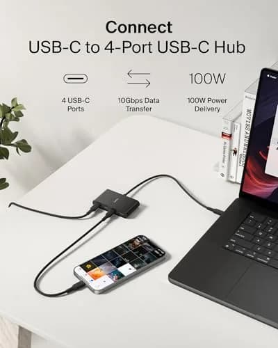 Belkin 4-Port USB-C Hub 10Gbps 100W PD | MacBook, iPad, PC Compatible thumbnail 2