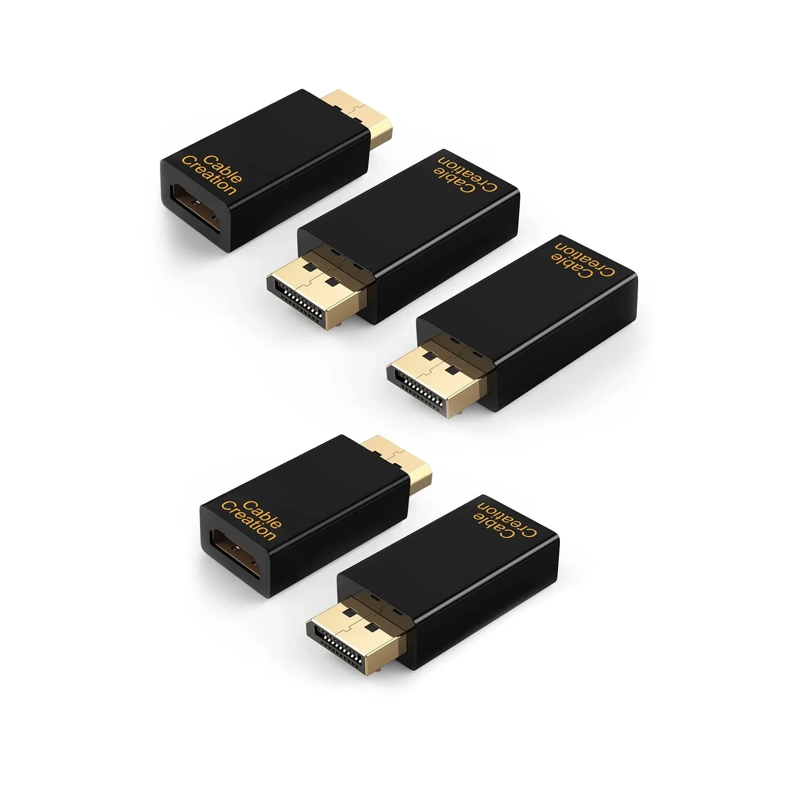 CableCreation Active DisplayPort to HDMI Adapter 5 Pack, 1080P DP to HDMI | Unidirectional Gold-Plated Connector — ( ) / 1080P