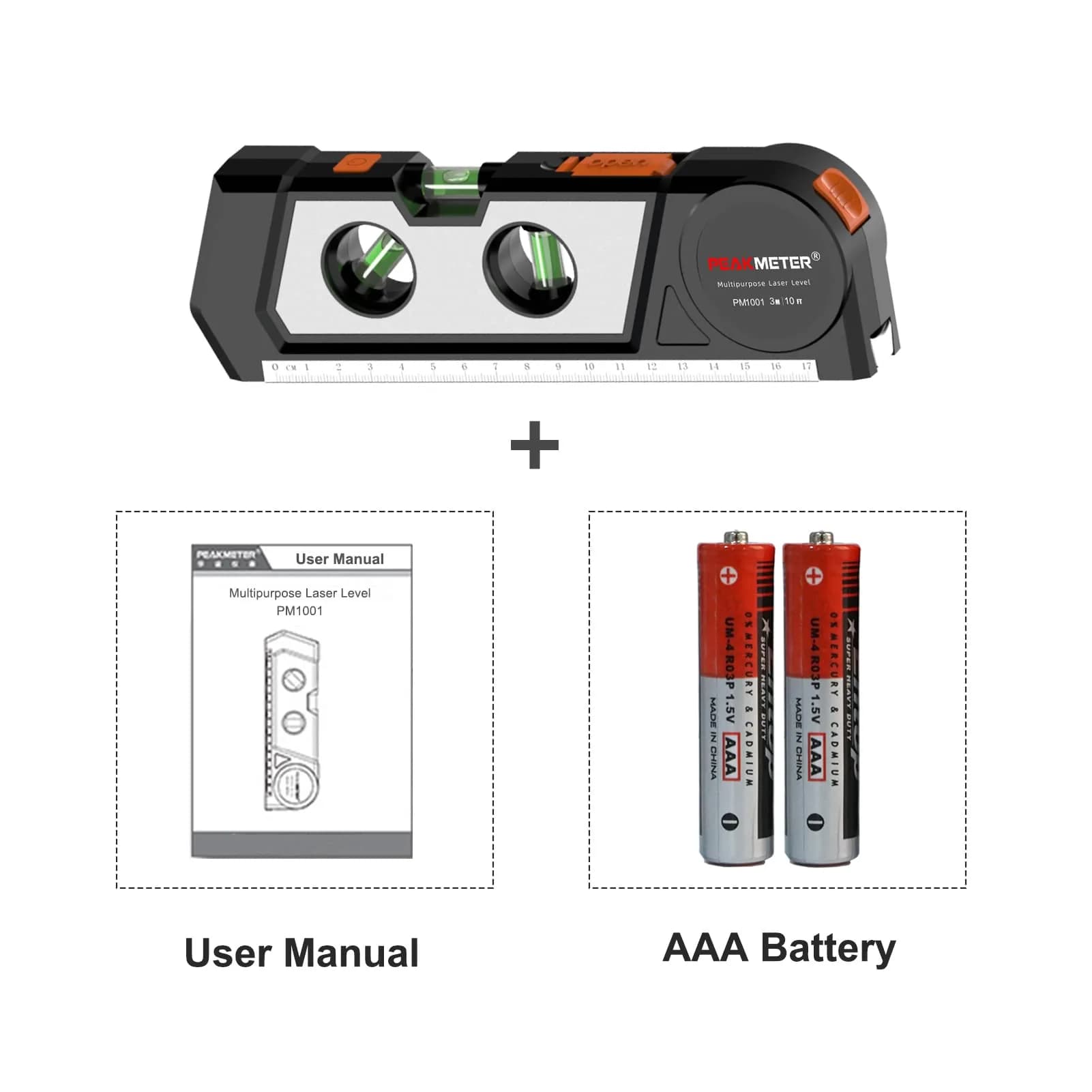 Ayitam 4-in-1 Laser Level Line Tool with Tape Ruler & Ruler Base, 21.6cm (8.5in) | Measures in Imperial & Metric - view 9