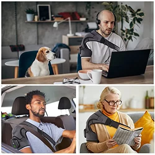 BINGONE Heated Shoulder Wrap with Vibration and Heat, 3 Settings, Cordless, Grey thumbnail 5