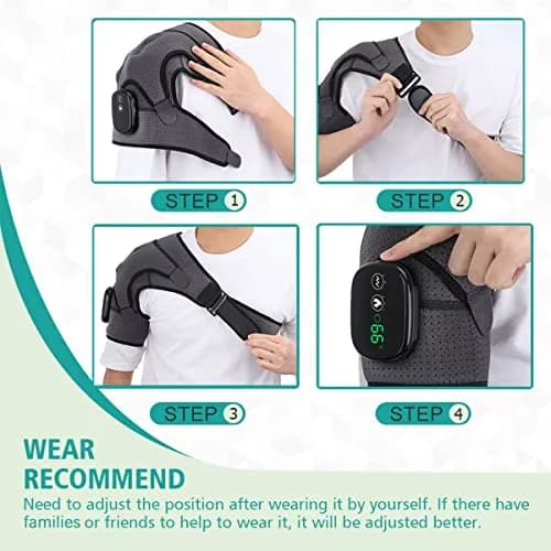 BINGONE Heated Shoulder Wrap with Vibration and Heat, 3 Settings, Cordless, Grey thumbnail 7