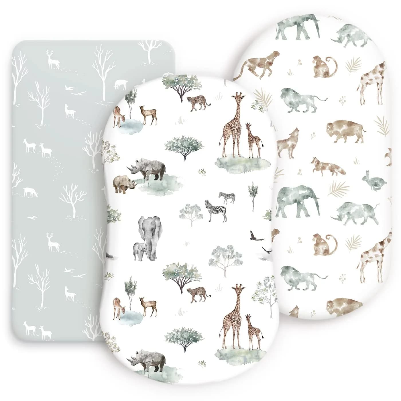 GRSSDER Ultra Soft Fitted Bassinet Sheets 3 Pack | Universal Fit for Baby Cradle & Moses Basket