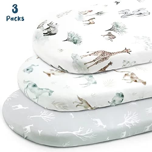 GRSSDER Ultra Soft Fitted Bassinet Sheets 3 Pack | Universal Fit for Baby Cradle & Moses Basket thumbnail 2